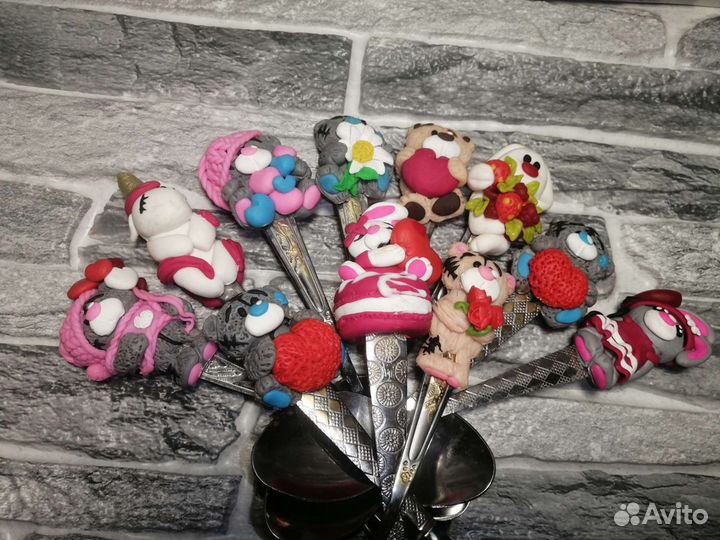 Ложечки с декором из полимерной глины