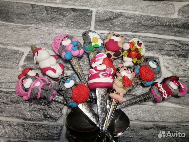 Ложечки с декором из полимерной глины