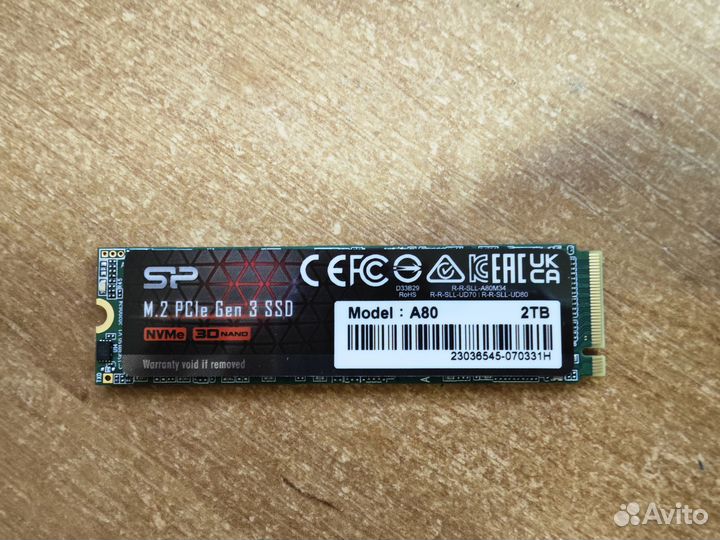 SSD 2Тб Silicon Power P34A80 M.2 NVMe 3000/3400 Мб