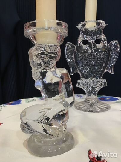 Подсвечник гусь хрустальный ева и Сова