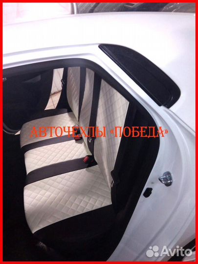 Чехлы Kia Rio 3 Sd из экокожи чёрно-белые Ромб