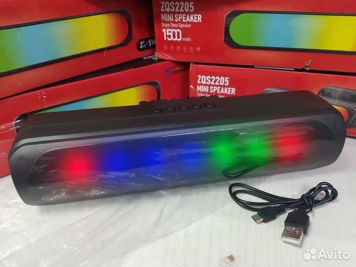 Новая Блютуз Колонка, Бегущая подсветка, USB, 10Вт