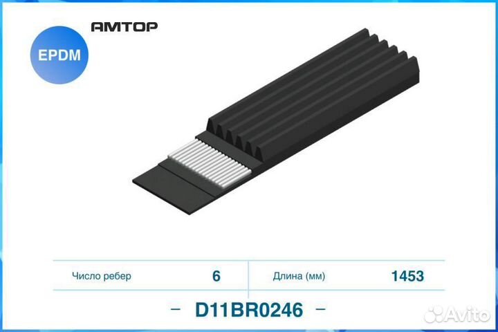 Cworks D11BR0246 Ремень поликлиновой 6PK1453 cwork