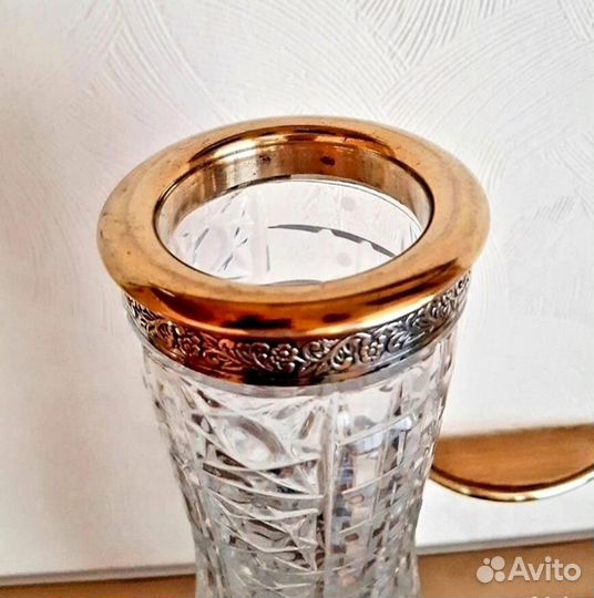 Хрустальная ваза ССССР.Позолоченный мельхиор