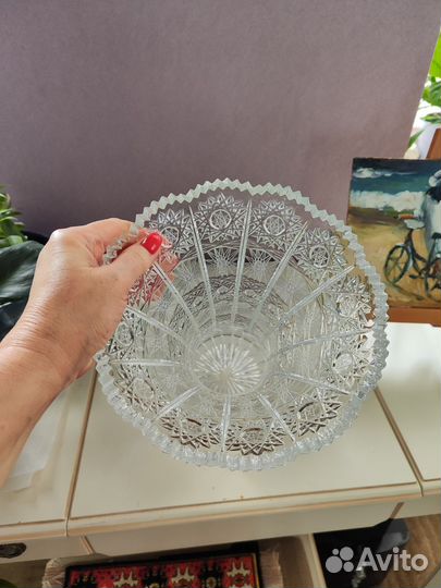 Ваза для цветов хрустальная. Богемия