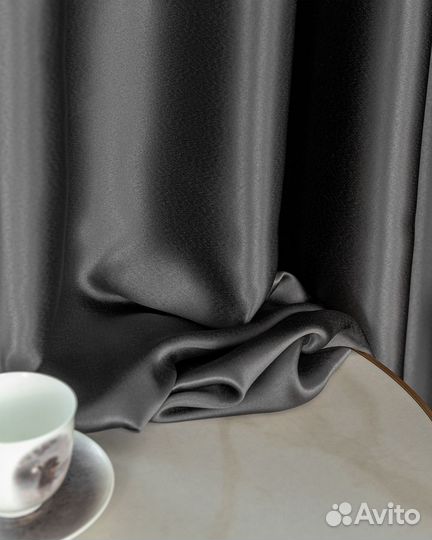 Портьеры глянцевые Аврора Графит шторы