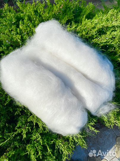 Козий пух белый готовый к прядению