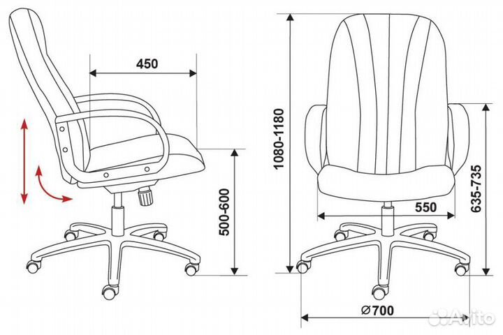Кресло компьютерное T-898, ткань, сер., каркас-чер