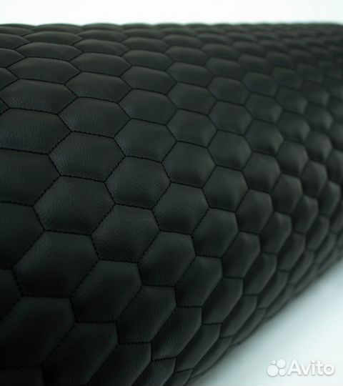 Стеганая экокожа черная с черным соты