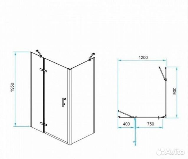 Душевой уголок RGW Passage PA-77-1B L 120x90 профиль черный стекло прозрачное