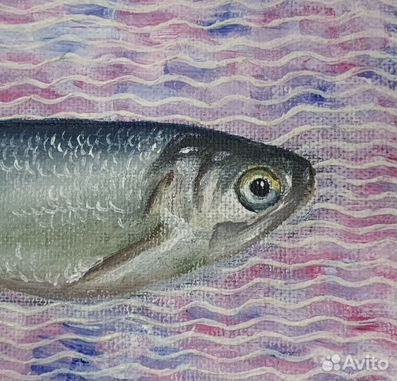 Картина с рыбой, акрил