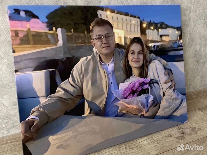 Портрет по фото на холсте