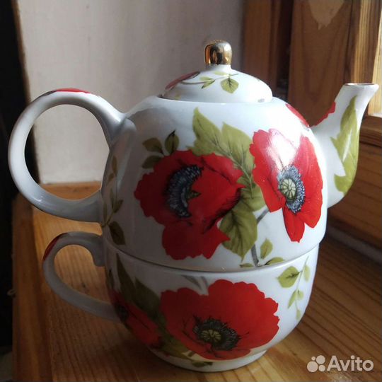 Чайник с чашкой маки, термос СССР колба