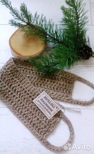 Мочалка джутовая натуральная в баню, сауну