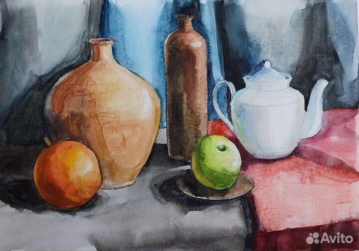 Учебные натюрморты акварелью