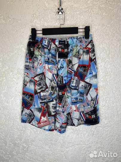 Шорты Balenciaga Allover cities silk shorts, 48