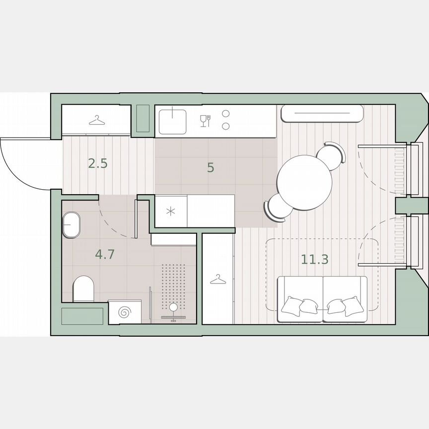 Квартира-студия, 23,5 м², 10/13 эт.