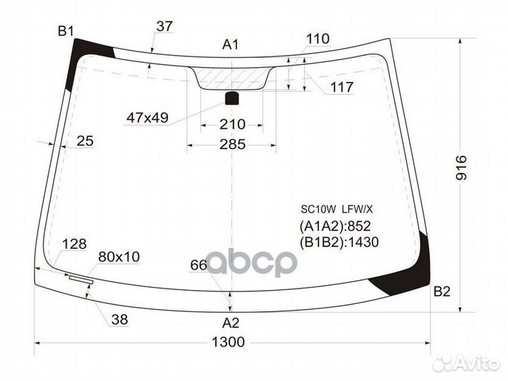 Стекло лобовое (5D HBK) Scion xA 04-06 / Toyota