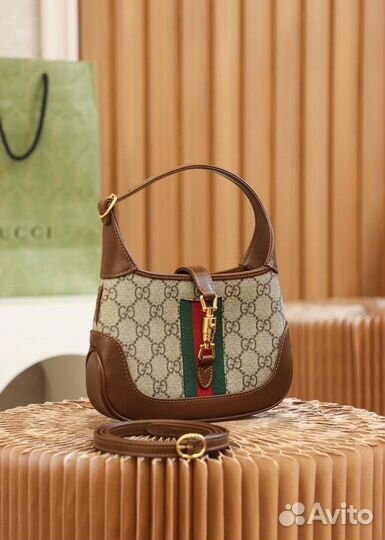 Сумка хобо Gucci канва натуральная кожа