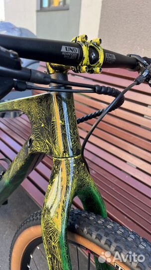 Карбоновый мтб велосипед, кастомная покраска, разм