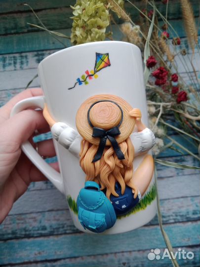 Кружка с декором из полимерной глины на заказ