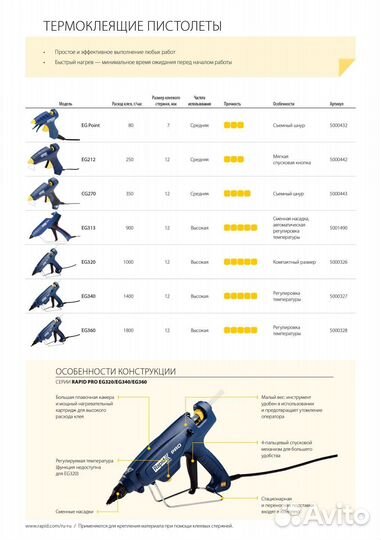 Термоклеящий пистолет rapid Pro EG320 5000326
