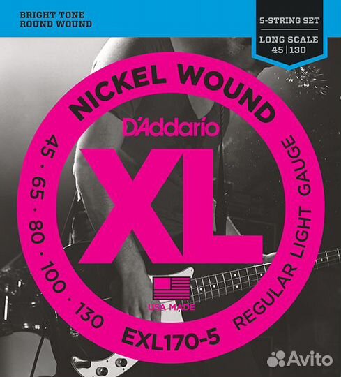 EXL170-5 D'Addario, 5-струн, 45-130 бас гитара