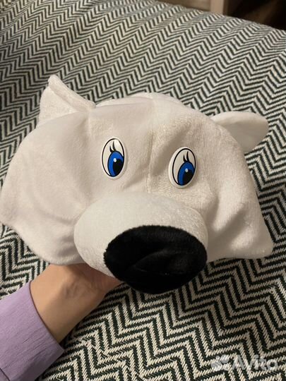 Головной убор маска белого мишки