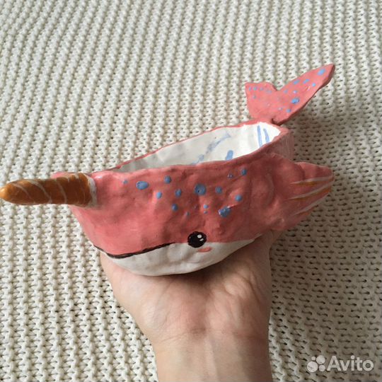 Миска пиала кит единорог ручной работы