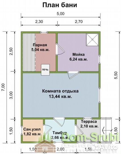 Пошехонье. Хорошая надёжная Баня из бруса Б-20 5х7