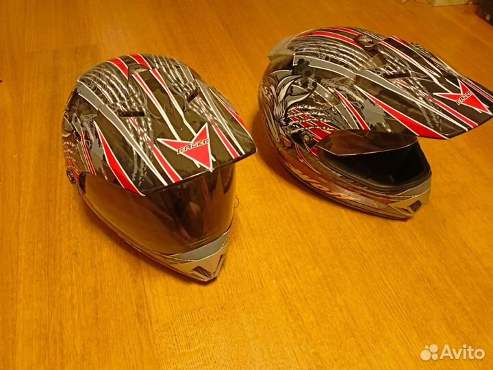 Два мотоциклетных детских шлема racer r-500n