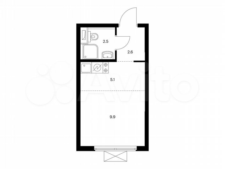 Квартира-студия, 20,1 м², 12/19 эт.