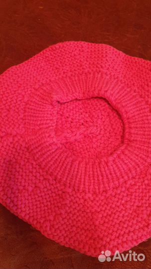 Берет для девочки фуксия, розовый плотный хлопок