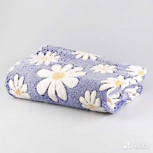 Плед покрывало листья,синий 200x180см