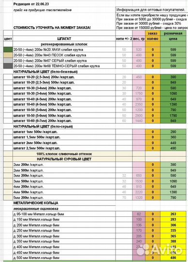 Шпагат хлопковый 3,4,5,6мм