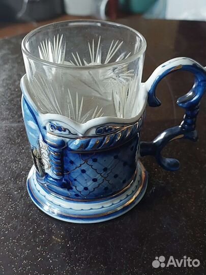 Гжель подстаканник. Авторская роспись