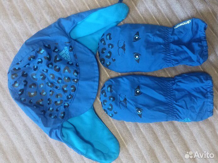 Шапка ушанка детская adidas и варежки