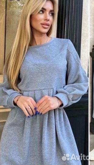 Платье футер на флисе оверсайз