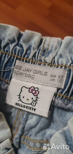Джинсы для девочки 4-5 лет, 110см hello kitty
