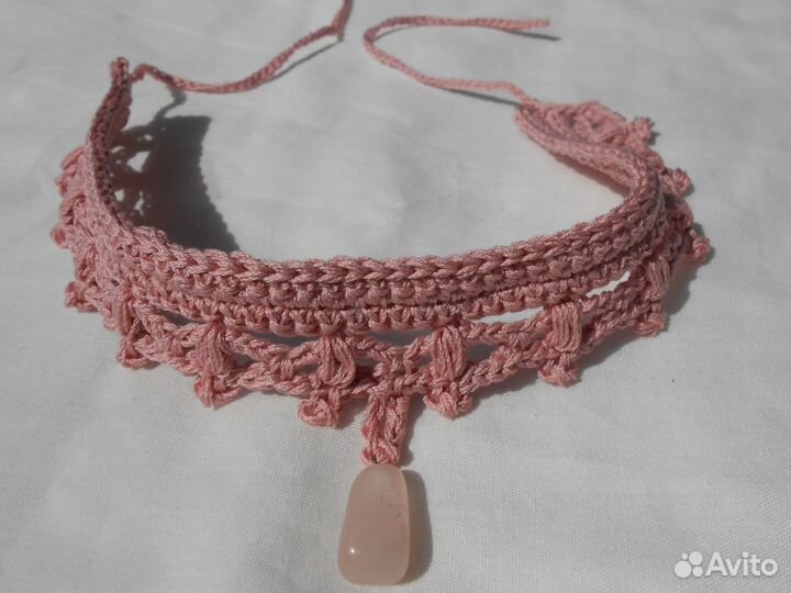 Бархотка чокер вязаное украшение на шею 