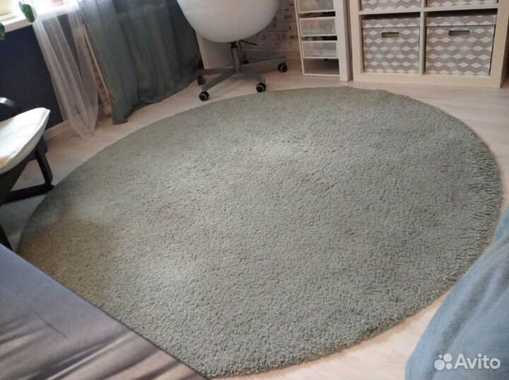 Ковер икеа Одум круглый 195 см светло-зеленый