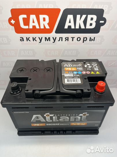 Аккумулятор 75ач новый Атлант