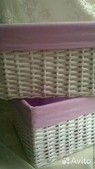 Комплект плетеных коробов с чехлами