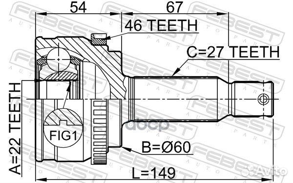 ШРУС наружный 22X60X27 hyundai elantra 06- 1210