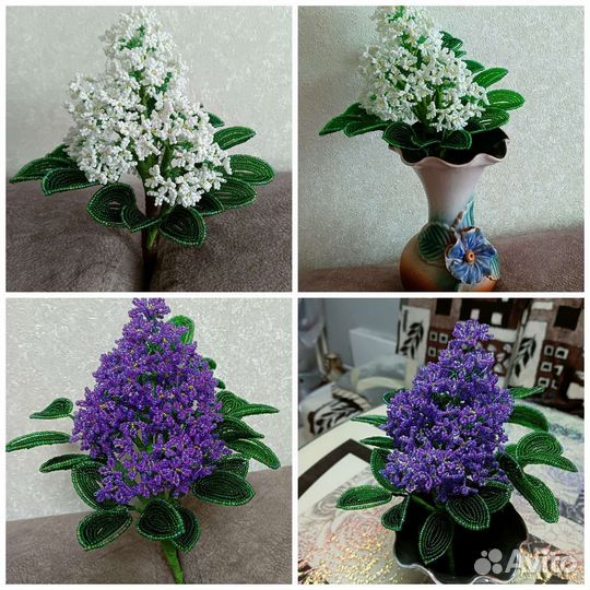 Ветка сирени из бисера