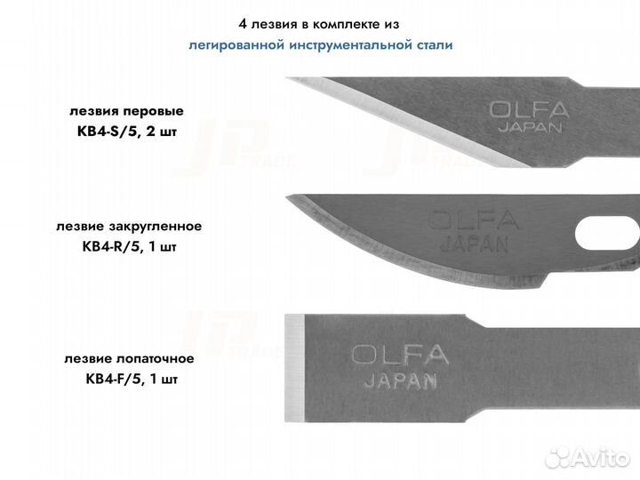 Перовой нож Olfa (157B) + 4 сменных лезвия