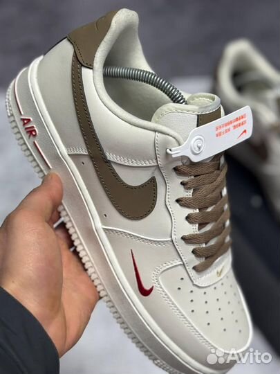 Кроссовки Nike Air Force 1 White Brown (Арт.21857)
