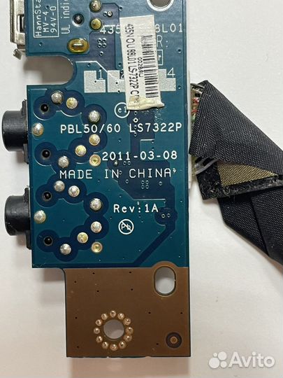 Плата Audio/USB на Asus X53U, K53U, K53T LS7322P