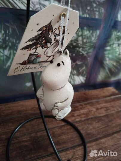 Елочные игрушки папье маше Муми-тролль