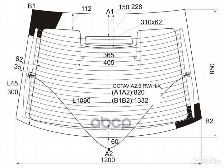 Стекло заднее с обогревом skoda octavia tour 4